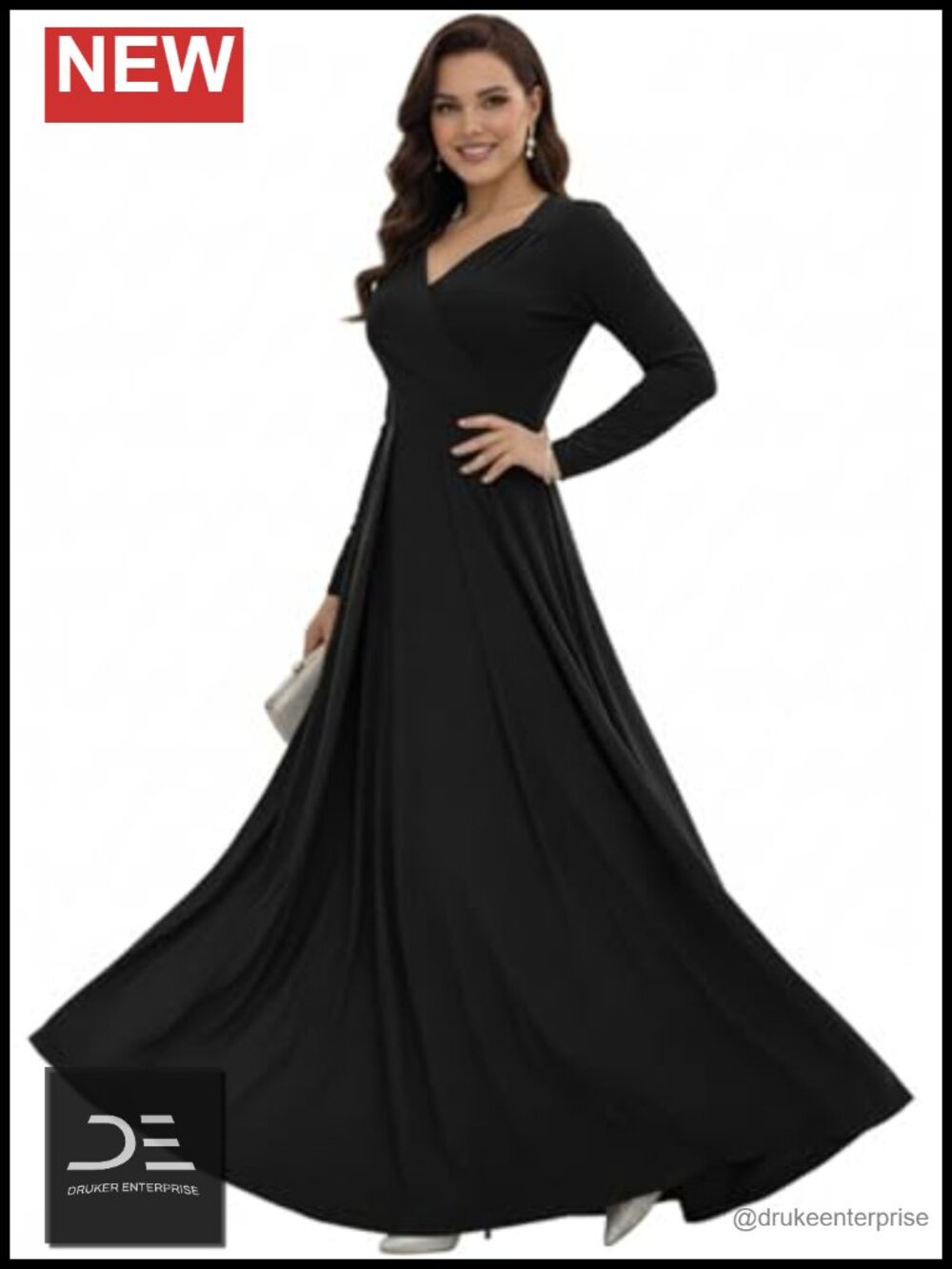 KOH KOH Long Sleeve Empire Waist Maxi Dress Evening Gown